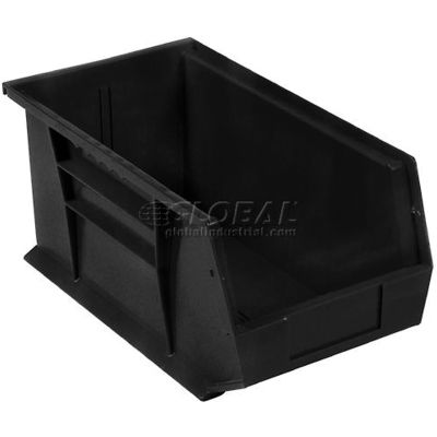 Global Industrial Plastic Stack & Hang Bin, 5-1/2"W x 14-3/4"D x 5"H, Black - Pkg Qty 12