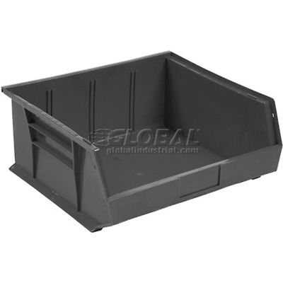 Global Industrial Plastic Stack & Hang Bin, 11"W x 10-7/8"D x 5"H, Black - Pkg Qty 6