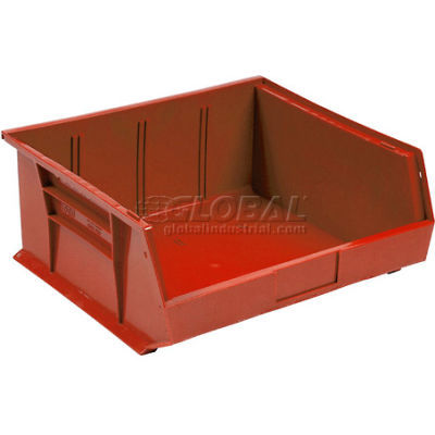 Plastic Stack & Hang Bin, 16-1/2"W x 10-7/8"D x 5"H, Red - Pkg Qty 6