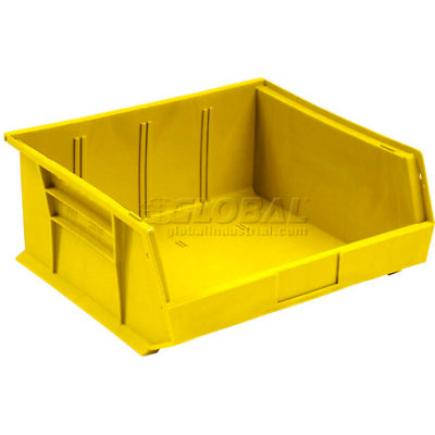 Global Industrial™ Plastic Stack & Hang Bin, 16-1/2"W x 10-7/8"D x 5"H, Yellow - Pkg Qty 6
