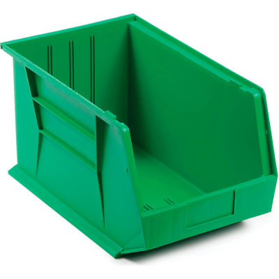 Plastic Stack & Hang Bin, 11"W x 16"D x 8"H, Green - Pkg Qty 4