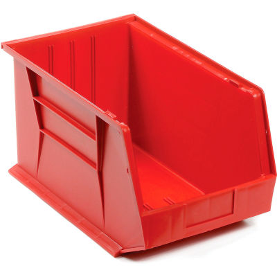 Plastic Stack & Hang Bin, 11"W x 16"D x 8"H, Red - Pkg Qty 4
