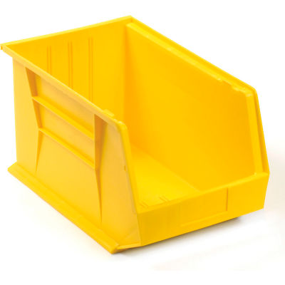 Global Industrial Plastic Stack & Hang Bin, 11"W x 18"D x 10"H, Yellow - Pkg Qty 4