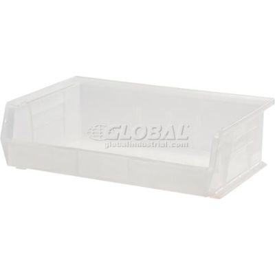 Global Industrial Plastic Stack & Hang Bin, 16-1/2"W x 10-7/8"D x 5"H, Clear - Pkg Qty 6
