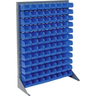 Global Industrial Singled Sided Louvered Bin Rack 35 x 15 x 50 - 96 Blue Premium Stacking Bins