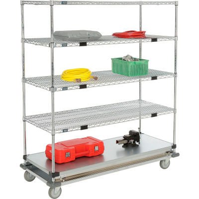 Nexel® Open Sided Wire Stock Picker Truck w/5 Shelves, 1000 lb. Capacity, 60"L x 24"W x 69"H