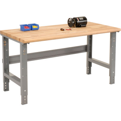 Global Industrial 72 x 36 Adjustable Height Workbench C-Channel Leg - Ash Safety Edge - Gray
