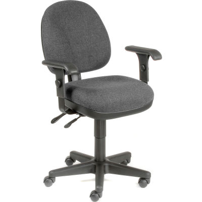 Interion® Task Chair With 17-1/2"H Back & Adjustable Arms, Fabric, Black