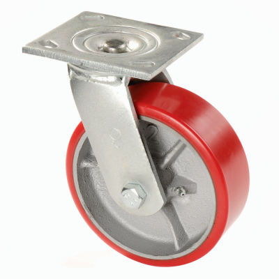 Global Industrial™ Heavy Duty Swivel Plate Caster 5" Polyurethane Wheel 500 Lb. Capacity