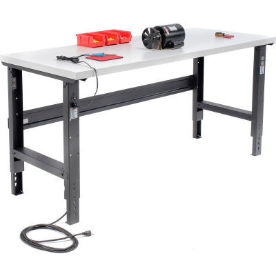 Global Industrial 72x30 Adjustable Height Workbench C-Channel Leg - Laminate Square Edge Black