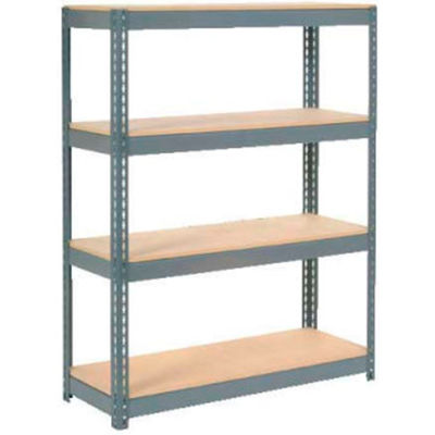 Global Industrial™ Extra Heavy Duty Shelving, Wood Deck, 4 Shelves, 48"Wx24"Dx72"H, Gray