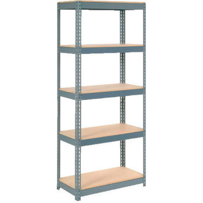 Global Industrial™ Extra Heavy Duty Shelving 36"W x 18"D x 60"H With 5 Shelves, Wood Deck, Gry