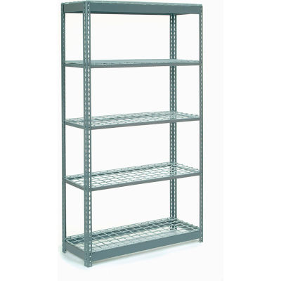 Global Industrial™ Extra Heavy Duty Shelving 48"W x 18"D x 96"H With 5 Shelves, Wire Deck, Gry