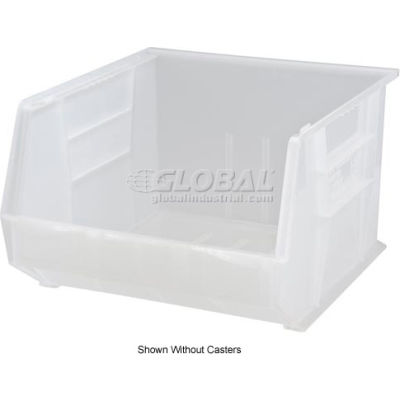 Quantum Mobile Magnum Plastic Stackable Storage Bin QUS275MOBCL 16-1/2 x 18 x 11 Clear - Pkg Qty 3