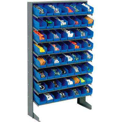 Global Industrial™ 8 Shelf Floor Pick Rack - 64 Blue Plastic Shelf Bins 4 Inch Wide 33x12x61