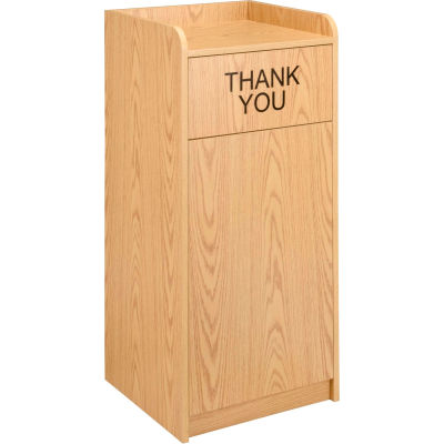 Global Industrial 36 Gallon Wooden Waste Receptacle With Tray Top Oak