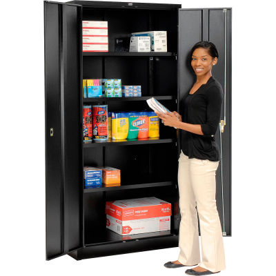 Global Industrial Storage Cabinet, Turn Handle, 36"Wx24"Dx78"H, Black, Unassembled