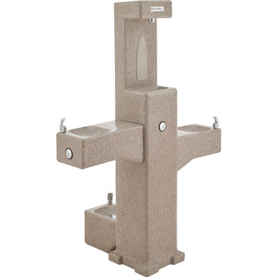 Global Industrial Outdoor Bottle Filler & Fountain w/ Pet Station & Filter, Rotocast Granite