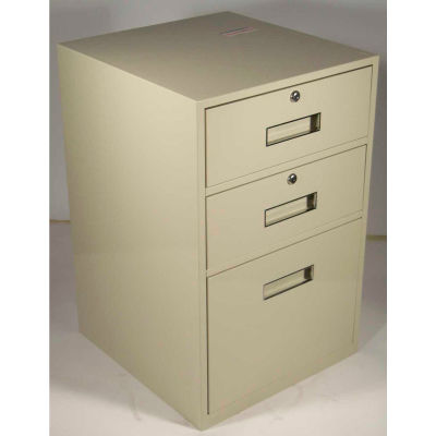 Fenco Lowboy Teller Pedestal Cabinet 606-A - 2 Drawers 1 Legal Drawer 18" x 19" x 27-7/8" Champagne