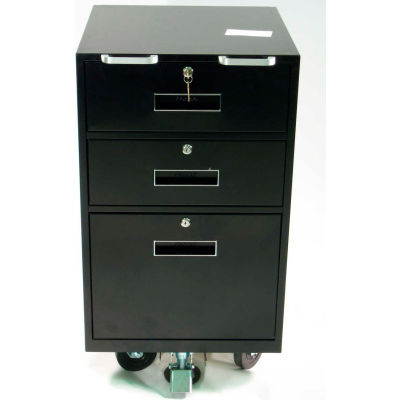 Fenco Bus Teller Pedestal Cabinet 606-BC-18-B - 2 Drawers 1 Legal Drawer 18"W x 19"D x 31-7/8 Black