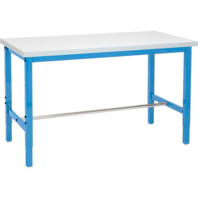 Global Industrial™ 48x36 Adjustable Height Workbench Square Tube Leg, Laminate Square Edge Blue