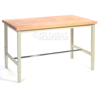 Global Industrial 60 x 30 Adjustable Height Workbench Square Tube Leg - Birch Square Edge Tan