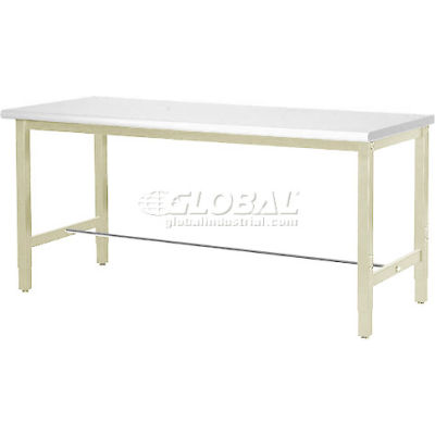 72"W x 24"D Adjustable Height Workbench Square Tubular Leg - Plastic Laminate Square Edge - Tan