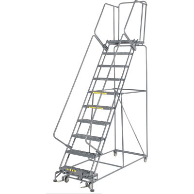 Grip 24"W 10 Step Steel Rolling Ladder 21"D Top Step - FS103221G