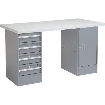 48"W x 30"D x 1-5/8" Thick Plastic Laminate Square Edge Workbench Top - Light Gray