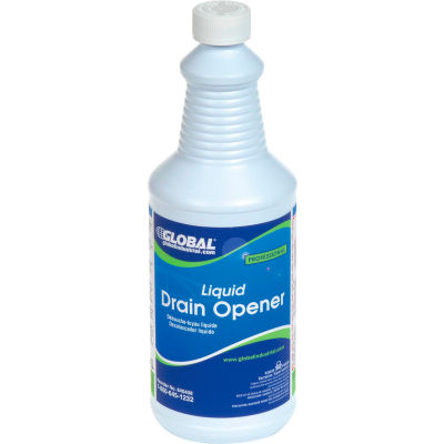Global Industrial™ Drain Opener, Quart Bottle, 12 Bottles