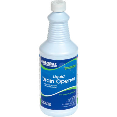 Global Industrial™ Drain Opener, 1 Quart Bottle, 12/Case