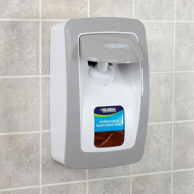 Global Industrial Manual Dispenser for Foam Hand Soap/Sanitizer - White/Gray