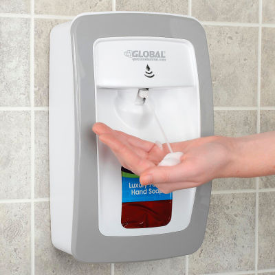Global Industrial™ Automatic Dispenser for Foam Hand Soap/Sanitizer - White/Gray