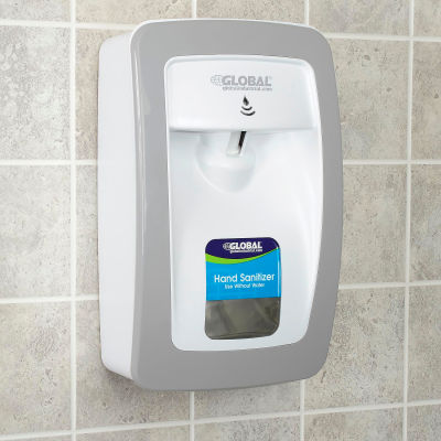Global Industrial™ Hand Sanitizer Starter Kit W/ Automatic Dispenser - White/Gray