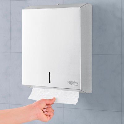 Global Industrial Folded Paper Towel Dispenser, Stainless Steel