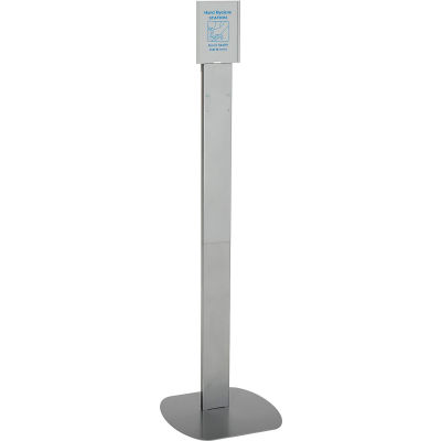 Global Industrial No Touch Floor Stand for Global Hand Soap/Sanitizer Dispensers - Silver