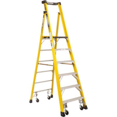 Werner 6' Type 1AA Fiberglass Podium Ladder W/ Casters 375 lb. Cap - PD7306-4C