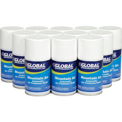 Global Industrial Automatic Air Freshener Refills, Mountain Air 7 oz. Can - 12 Refills/Case