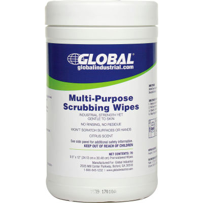Global Industrial™ Multi-Purpose Scrubbing Wipes, 70 Wipes/Canister, 6 Canisters/Case