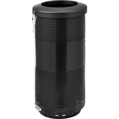 Global Industrial 20 Gallon Perforated Steel Receptacle w/ Flat Lid - Black