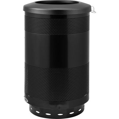 Global Industrial Perforated Steel Round Trash Can, 55 Gallon, Black