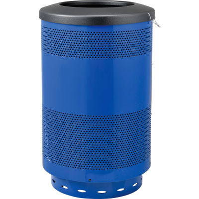 Global Industrial 55 Gallon Perforated Steel Receptacle w/ Flat Lid - Blue