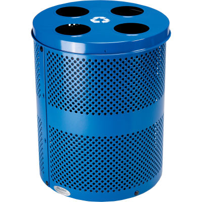 Global Industrial™ Thermoplastic 32 Gallon Perforated Recycling Receptacle w/Multi-Stream Lid - Blue