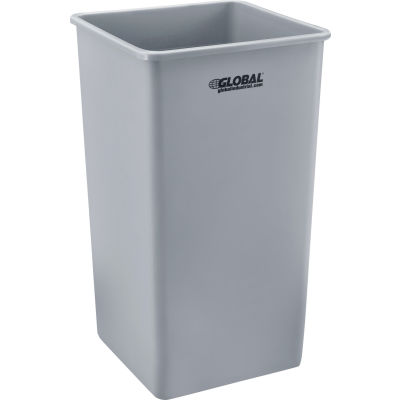 Global Industrial Square Plastic Trash Container, Garbage Can - 50 Gallon Gray
