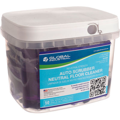 Global Industrial™ Auto-Scrubber Neutral Floor Cleaner, 50 Pods/Tub, 4 Tubs/Case