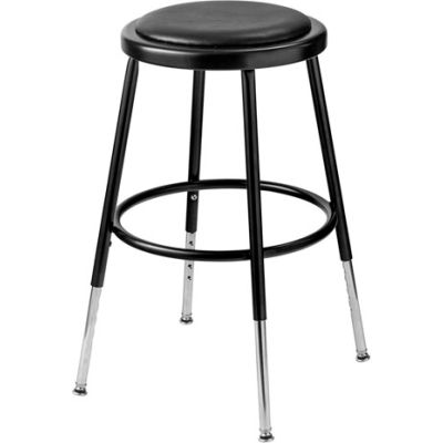 Interion® Steel Shop Stool with Padded Seat - Adjustable Height 19"-27" - Black - Pack of 2