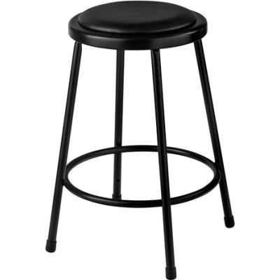 Interion® 24"H Steel Work Stool with Vinyl Seat - Backless - Black - Pack of 2