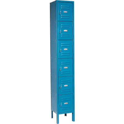 Global Industrial™ Six Tier 6 Door Box Locker, 12"Wx18"Dx12"H, Blue, Unassembled
