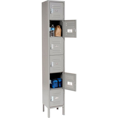 Global Industrial™ Six Tier 6 Door Box Locker, 12"Wx12"Dx12"H, Gray, Unassembled