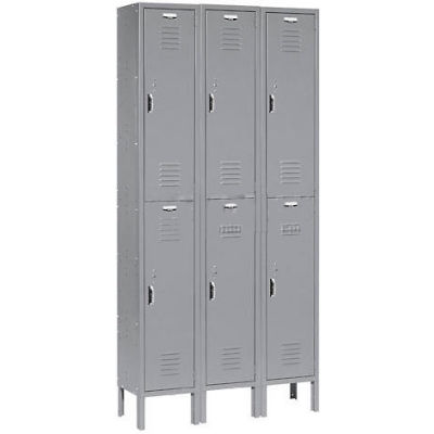 Global Industrial Paramount® Double Tier 6 Door Locker, 12"Wx12"Dx36"H, Gray, Assembled